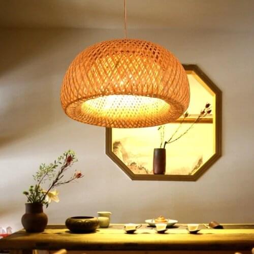 Bamboo Weaving Nest Pendant Lights Japanese chinese Hotel Tea Shop Home Decorative Fixture Novelty Hanging wooden Lamp