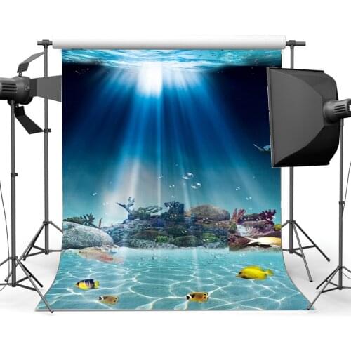 Underwater World Backdrop Aquarium Fancy Coral Fish Bubble Sunray Nature Romantic Summer Background Baby Shower
