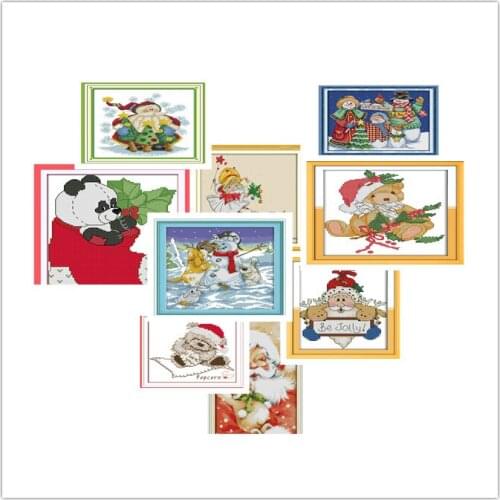 Christmas series Printed Canvas Cross Stitch Kit Home Decore 14CT Canvas DMC Embroidery Needlework Cross-stitch set Handmade