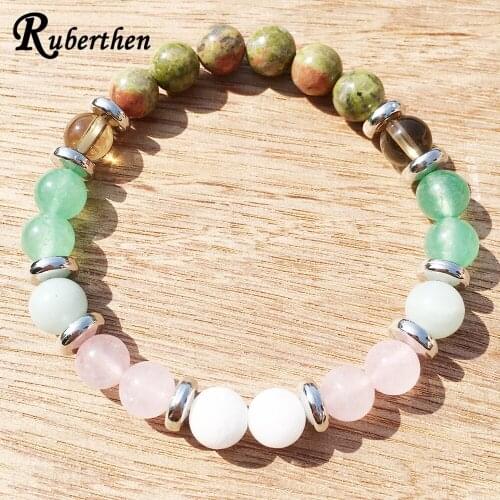 Ruberthen 2019 New Design Womens Chakra Bracelet Natural Gem Stone Beaded Bracelet Handmade Friendship Jewelry