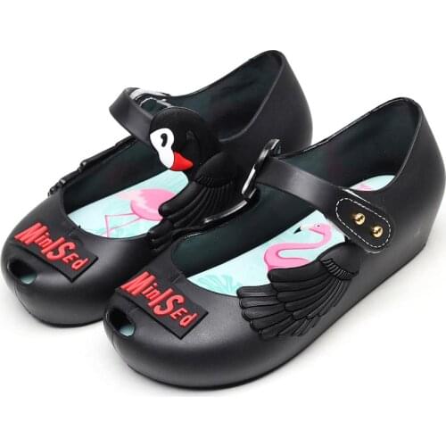 Mini SED Childrens jelly shoes Melissa Flamingo print Candy shoes fragrant Becah shoes Girls princess Summer sandals SH158