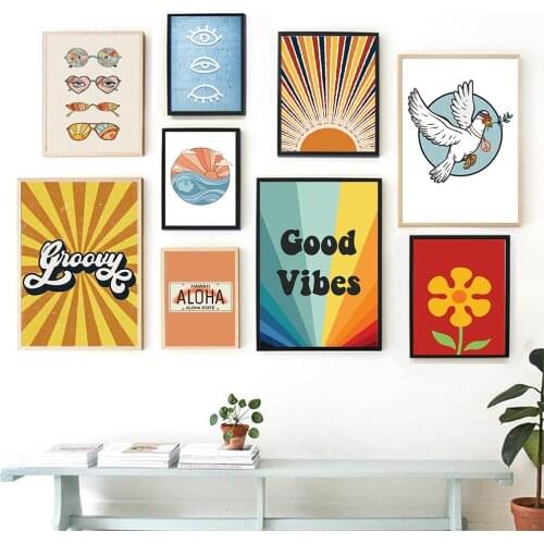 Nordic Hippie Colorful Sun Wall Art Pictures Motivational Quotes Text Canvas Painting Posters and Prints for Living Room Decor