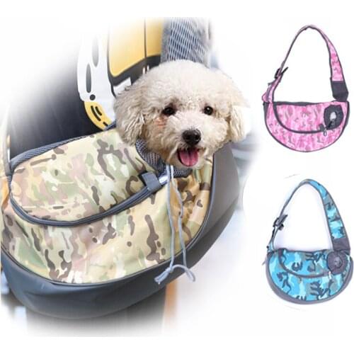 Dog Bag Pet Carrier Sling Shoulder Portable Hands-free Puppy Pouch Camouflage Bag Travel Handbag Breathable Mesh Tote Shoulder