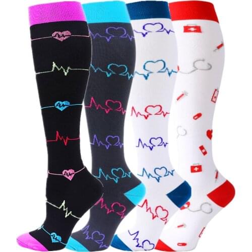 Unisex Compression Socks Women Men Anti Fatigue Pain Relief Varicose Veins Knee High Stockings 20-30 MmHg Sports Running Socks