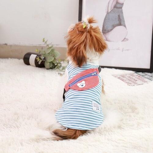 Spring Summer Pet Dog Clothes T-Shirt with Bag Dog Outgoing Clothes Strip Shirts Small Large Size Pets Dogs Clothing Shirt S-3XL