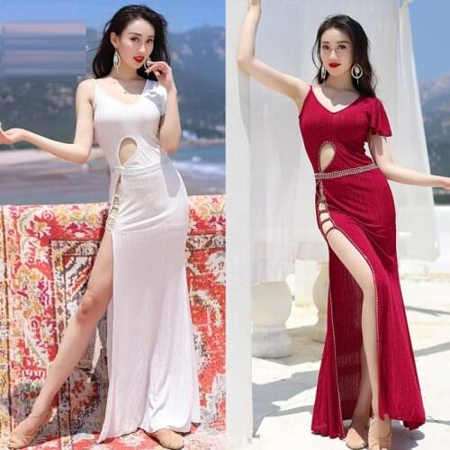 Womens belly dance dance clothes practice clothes new sexy hollow one-piece long skirt belly dance suit