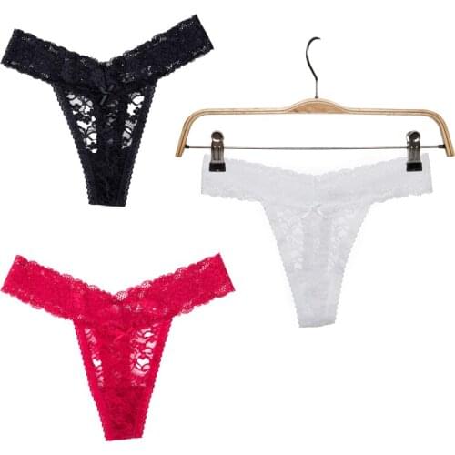 Womens Lace Panties Hollow Out Sexy Lace Panties Female Underwear Solid Color Large Size Low-waist Seamless Panties