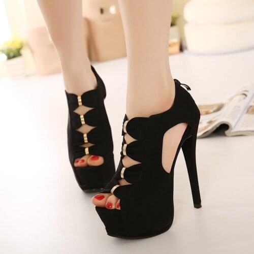 Women Roman Hollow High-heeled Shoes A Waterproof Platform Fish Mouth Stiletto Sandals Open Toe Sexy Female Shoes