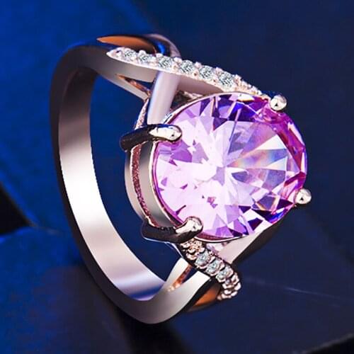 Pink crystal ladies exquisite ring womens fashion exquisite jewelry Valentines Day gift anniversary jewelry Fashion trend ring