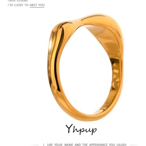 Yhpup New Design Irregular Stainless Steel Ring Occident Punk Gold Metal Finger Ring Jewelry Anillos Mujer Christmas Gift 2021