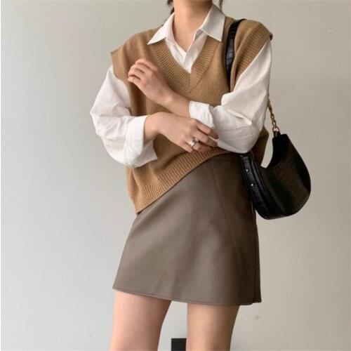 Vests Women Simple All-match Korean Style V-neck Womens Leisure Students Sleeveless Female Vintage New