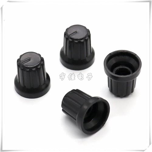 10 Piece 15.3 * 15.5mm black silver plastic knob flower shaft 6mm WH148 potentiometer band switch panel adjustment knob