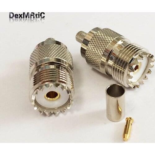 100PC UHF female jack SO239 RF Coax Connector Crimp RG58,RG142,RG400,LMR195 Straight Nickelplated NEW wholesale