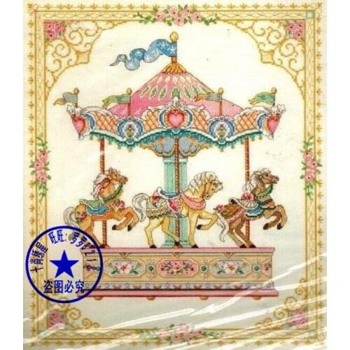 14/16/18/27/28 Free delivery Top Quality popular counted cross stitch kit merry go round Dim 03769 horse