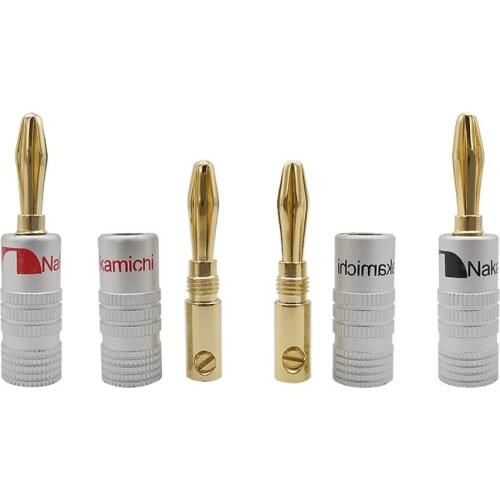 2Pcs 4mm Banana Plug Connector 24K Gold Plated Screw Banana Plugs Speaker Cable Adapter 4mm Banana Binding Post