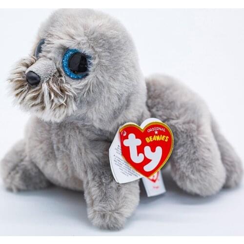 25 CM Ty Beanie Big Eyes Grey Seal Big Plush Baby Kids Toy Appease Sleeping Stuffed Animal Doll Birthday Gift for Boys and Girls