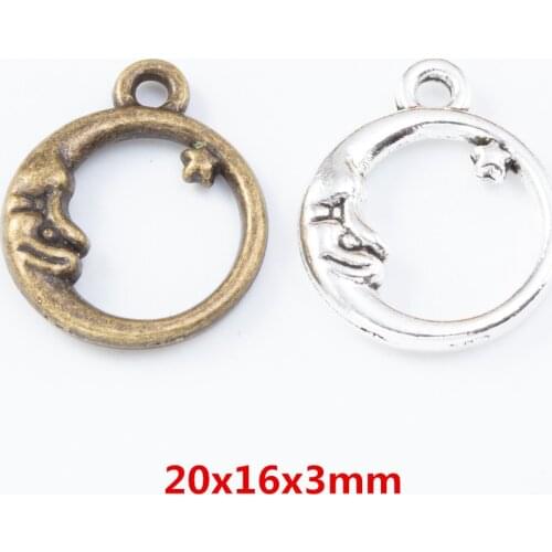 45 pieces of retro metal zinc alloy moon pendant for DIY handmade jewelry necklace making 7854