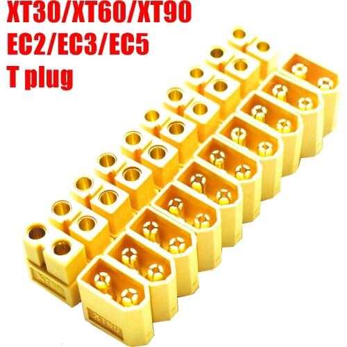 5/10 Pair XT30 XT30U XT60 XT60H XT90 EC2 EC3 EC5 T Plug Battery Connector Set Male Female Gold Plated Banana Plug for RC