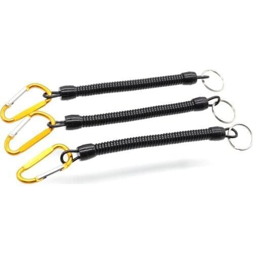 Anti-Rust Waterproof Outdoor Fishing Spring Lanyard Cord Hook Secure Pliers Lip Grips Adjustable Tackle Tool High Elastic