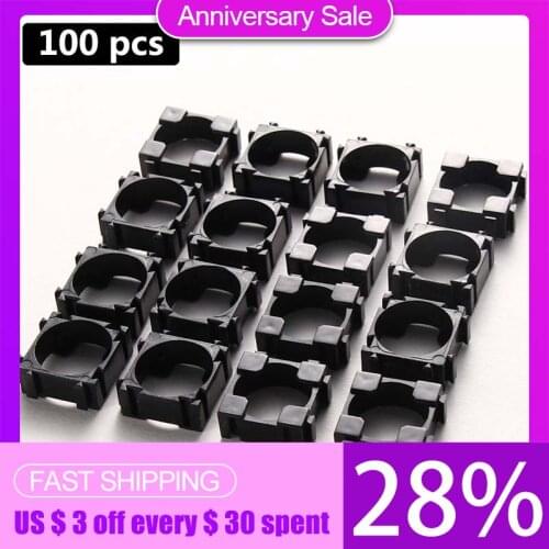 100pcs 18650 Battery Safety Anti Vibration Holder Cylindrical Bracket 22x22mm Li-ion Cell Storage Lithium Battery Support Stand