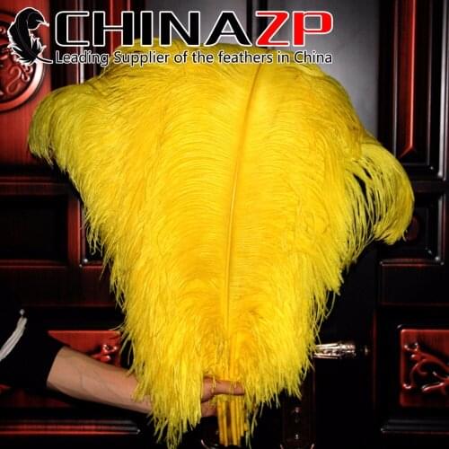 CHINAZP Factory Large Size 28"-30" (70-75cm) 50pcs/lot Exporting Good Quality Dyed Yellow Ostrich Feathers