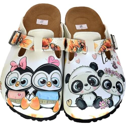 Digital Edition Twın Penguın Ans Panda Designed Women Closed Sabo Slıppers New Season Casual Sandals Soft Soled Woman Man Kids