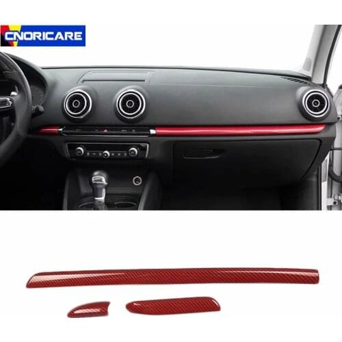 Carbon Fiber Color Center Console Dashboard Trim Strips Car Styling Door Decoration Cover For Audi A3 8V 2014-2018 Interior