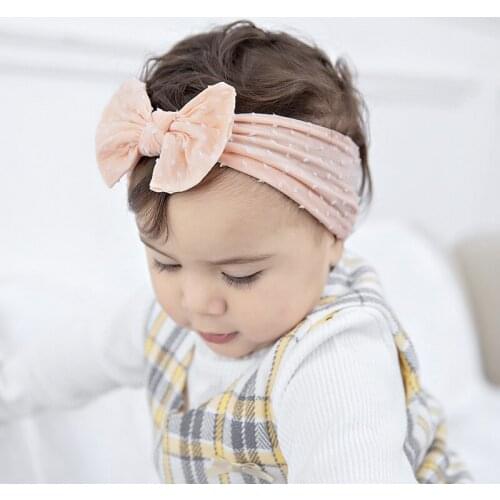 Baby Headband For Girls Nylon Hair Bows Wide Turban Solid Dot Headwear Soft Elastic Children Kids Hairbands Hair Accessories