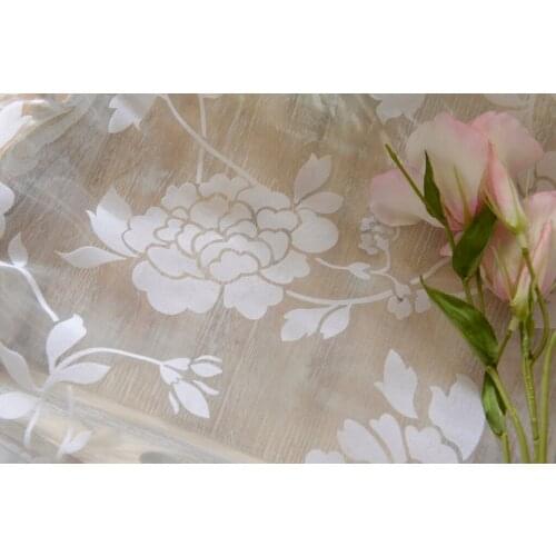 Flocking Peony Voile Curtain Panel Window Balcony Tulle Drape Divider 1x2M