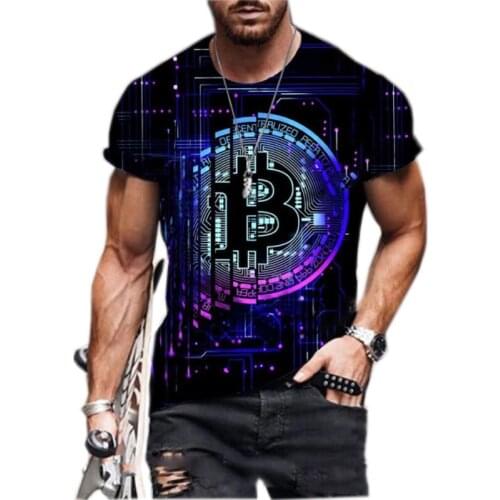 Men T-shirt B Bitcoin Oversized Print Casual Streetwear Loose Short Sleeve Crypto Currency T Shirts For Men Fashion 3D Cool To