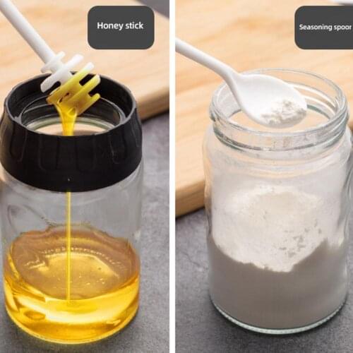 280ml Seasoning Jar Leakproof Moisture-proof Glass Spice Bottle Container with Spoon Stick Brush for Home