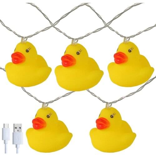 Battery Operated 10Leds/20Leds Yellow Duck LED String Lights Christmas Wedding Party New Year Decoration Led Lights Garland
