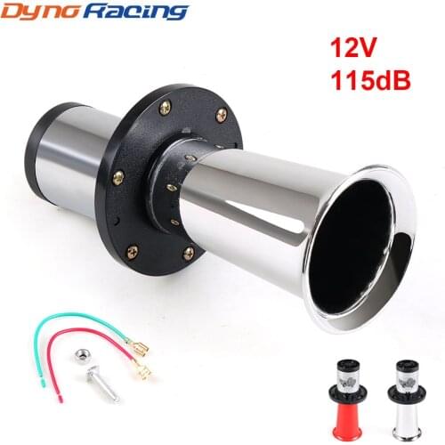 12V Loud Classic Chrome/Red Air Horn 115dB Single Trumpet 450Hz for Car Van Truck Train RV AUTO Boat Alarm Horn