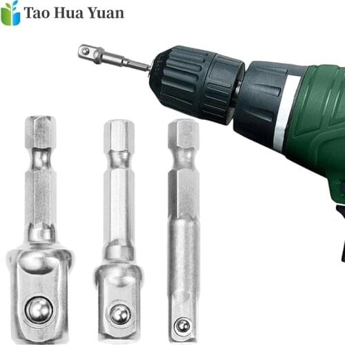 Hot Chrome Vanadium Steel Socket Adapter Hex Shank to 1/4" 3/8" 1/2" Extension Drill Bits Bar Hex Bit Set Power Tools Tightly AA