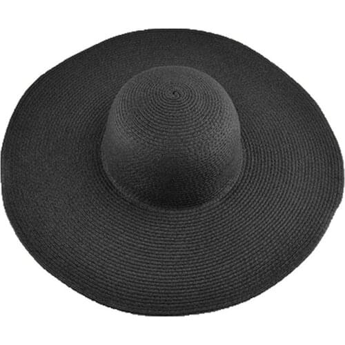 Caps Hawaiian Summer Beach Floppy Hat Solid Color Women Wide Brim Straw Sun Cap