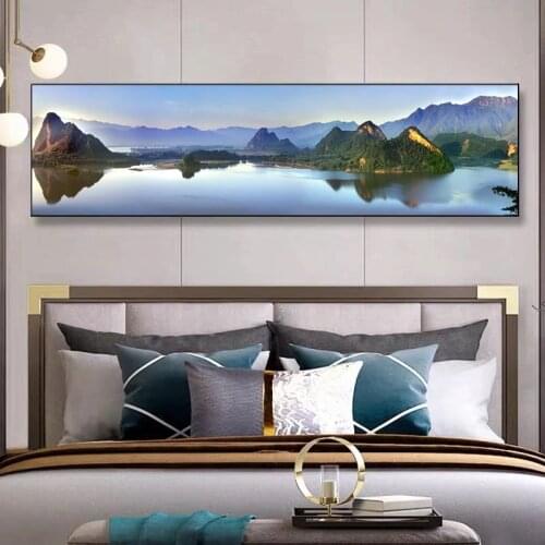 Classical Landscape Art Mountains and Lakes Canvas Paintings Poster and Print Wall Art Pictures for Living Room Decor (No Frame)
