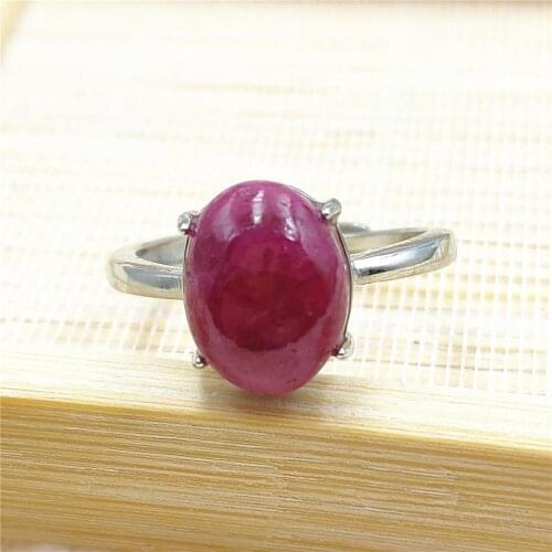 Genuine Natural Red Ruby Ring Gemstone Oval Adjustable 11x9mm Ruby Rare Oval 925 Sterling Silver Bead Ring AAAAAA