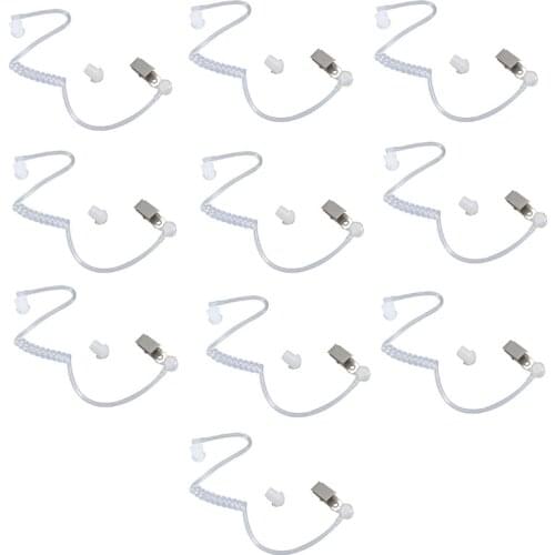 Lot 10pcs Replacement Acoustic Coil Air Tube Earplug with Clip For Baofeng Kenwood Radio Walkie Talkie PTT Mic Earpiece Headset