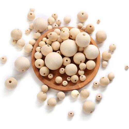 500g Wood Beads Round Wooden Spacer Beads Unfinished Natural Wood Loose Beads for DIY, Craft, Home Decor, Jewelry Making