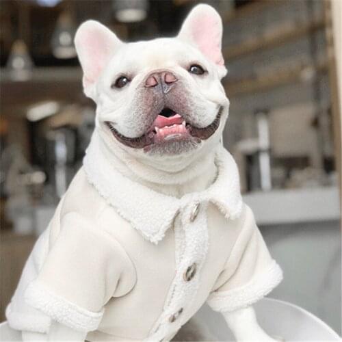 French Bulldog Clothes Winter Dog Coat Jacket Suede Outfit Pug Clothing Poodle Pomeranian Schnauzer Corgi Dog Costume Dropship