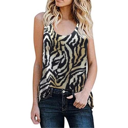 Summer Women Print Tops Fashion Leopard Floral Tank Top Casual O Neck Sleeveless Basic Slim Vest T-Shirts Female Plus Size S-5XL