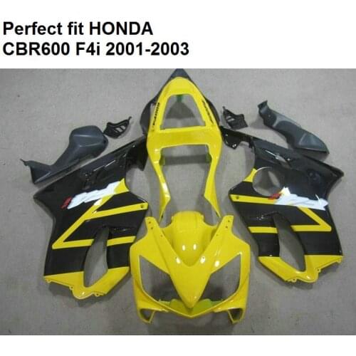 Injection mould fairing for Honda CBR 600 F4i 01 02 03 yellow black fairings kit CBR600 F4i 2001 2002 2003 CV13