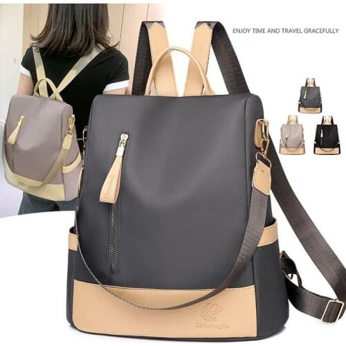 Fashion Splicing Backpack Ladies Multifunctional Oxford Cloth Shoulder Bag Girl School Bag 2021 Summer Ladies Travel Backpack