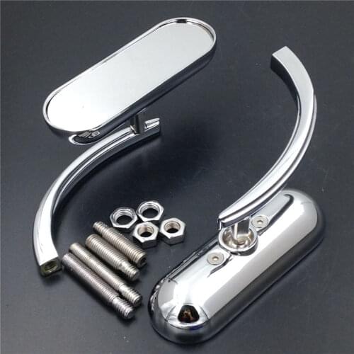 Motorcycle Rear View Side Rearview Mirrors Chrome Custom Oval Shape Style For Harley Davidson Bikes 8mm Clockwise Thread
