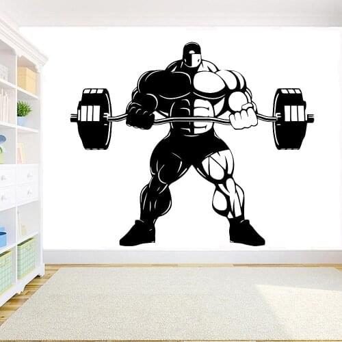 Bodybuilder Wall Decal Gym Fitness Sport Muscles Wall Sticker Vinyl Art Decor Decal for Gym Home Bedroom Decoration Mural C354