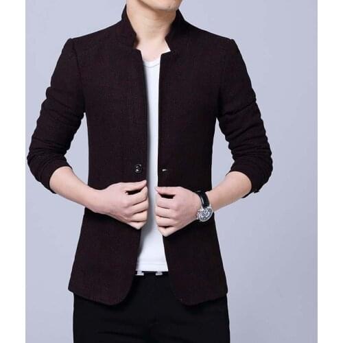 Men Blazers Stand Collar Male Slim Fit Business Casual Blazer Coat Men Brand Outwear Jacket