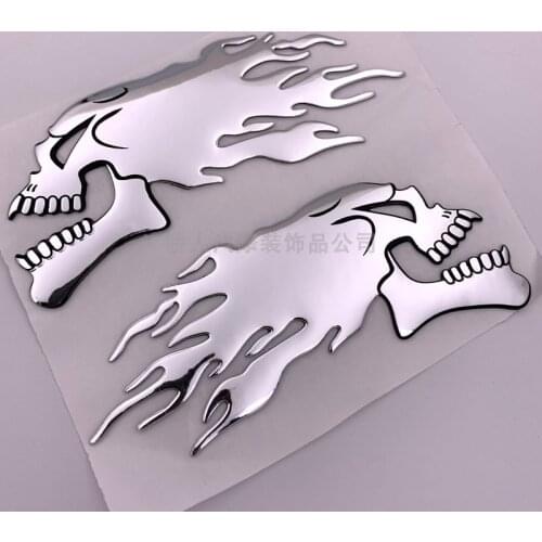 Motorcycle Motorbike Car Scooter Stickers 3D Skull Head Fire Flame Truck Label Emblem Badge Styling for Honda Yamaha Suzuki