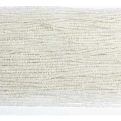 Natural White Stone Chalcedony Jades 2mm 3mm Round Beads Fashion Diy Jewelry Loose Beads 15" B423