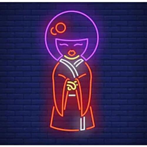 Neon Sign Japan Girl in kimono Neon Wall Sign for Coffee Beer Love Hotel Advertise Lamp Recreational Handmade Real glass TUBE