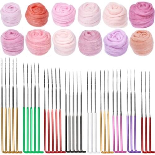 Nonvor Wool Felt Needle Poked Handle Wool Felting Tools Kitting DIY CWool Felting Package Handmade Pack Felting Fabric Materials